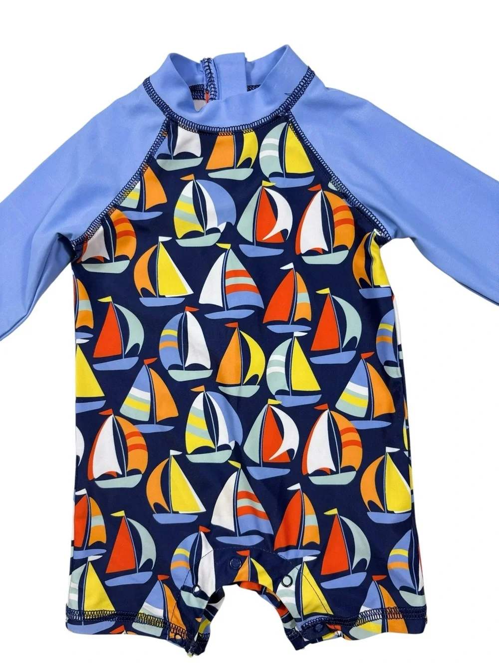 Little Me Infant Blue Sailboat Rash Guard Swim One-Piece